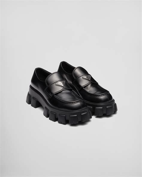 Black Brushed Leather Monolith Loafers 